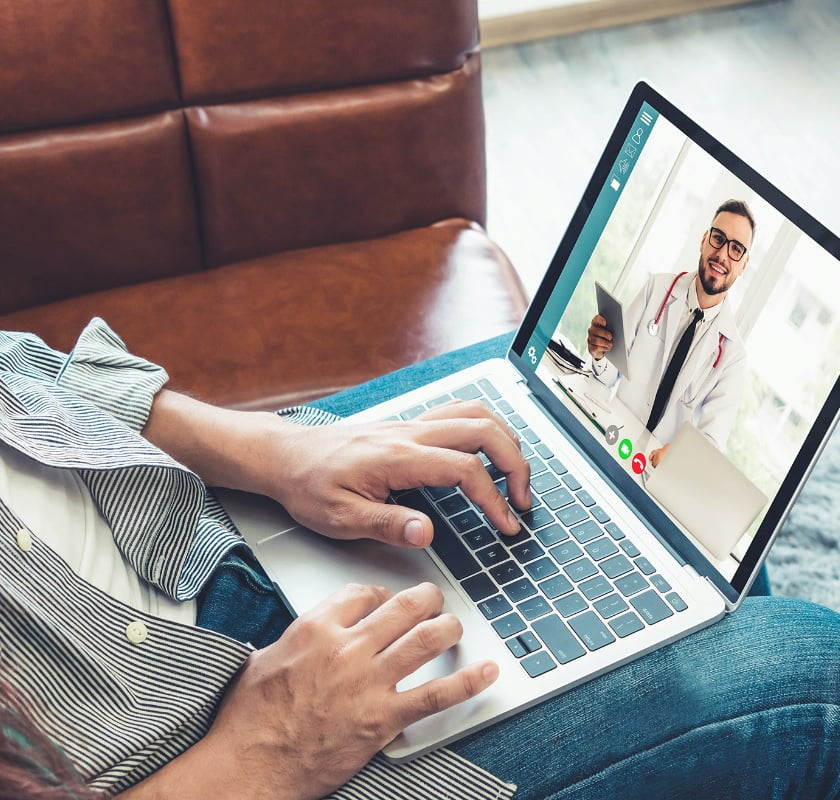 person video chatting with a doctor