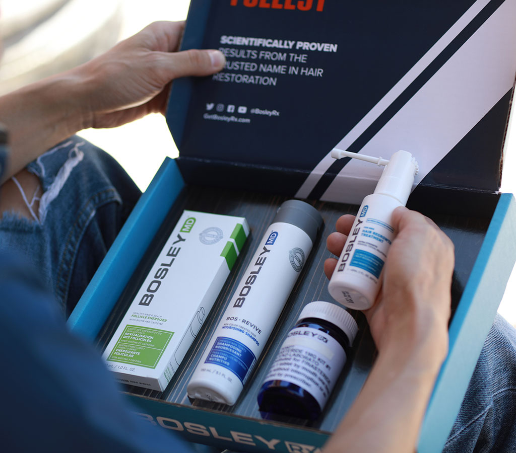 Assorted Bosley hair care products
